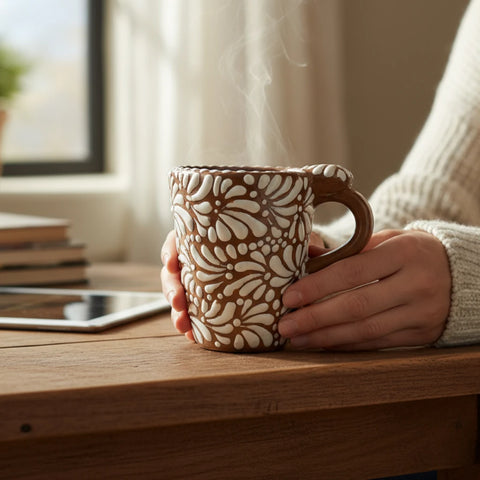 Tasse Talavera artisanale de Puebla - Modèle 12 - Céramique mexicaine peinte à la main