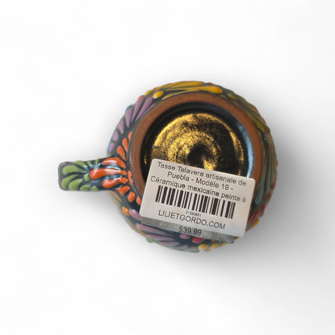 Tasse Talavera artisanale de Puebla - Modèle 19 - Céramique mexicaine peinte à la main