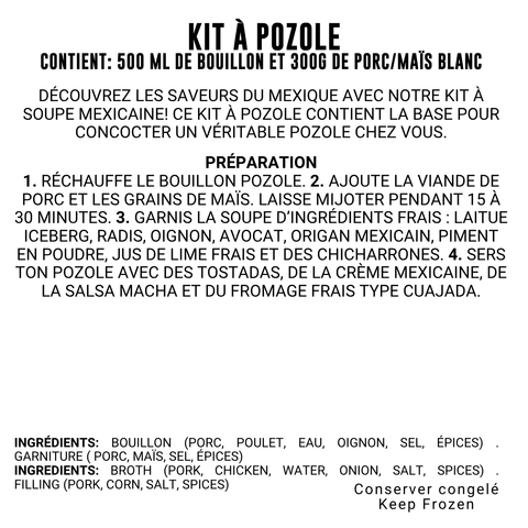Kit de Base pour Soupe Pozole Blanco (Porc, maïs et bouillon)