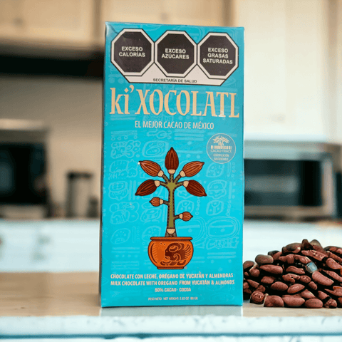 Barre de chocolat au lait 50% au origan de Yucatàn & amandes - ki xocolatl - 80 g