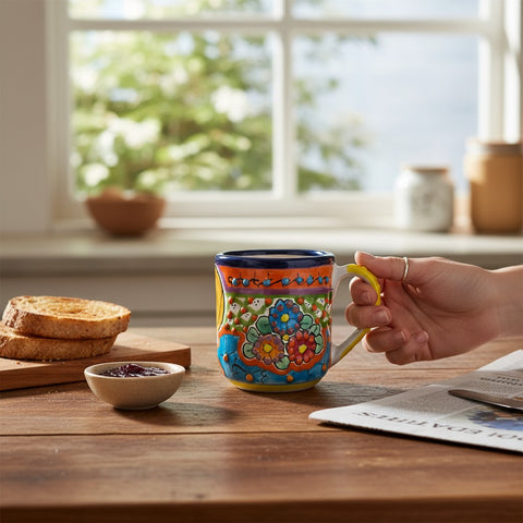 Tasse Talavera artisanale de Puebla - Modèle 11 - Céramique mexicaine peinte à la main