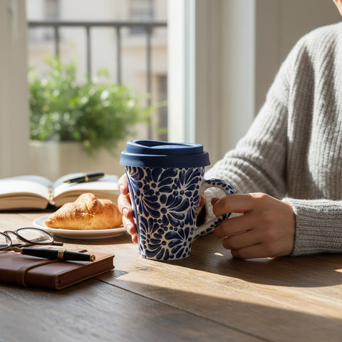 Tasse Talavera artisanale de Puebla - Modèle 14 - Céramique mexicaine peinte à la main