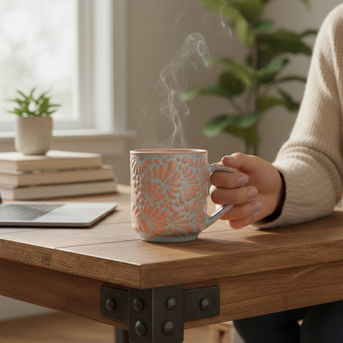 Tasse Talavera artisanale de Puebla - Modèle 13 - Céramique mexicaine peinte à la main