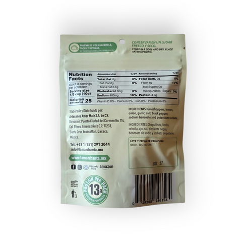 Sauterelles déshydratées de Oaxaca - oignon, ail et lime - 30g