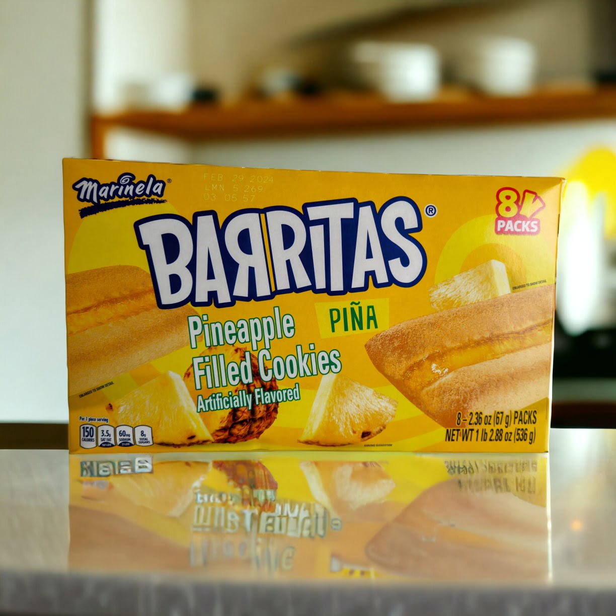 Barritas de Piña (biscuits à saveurs d'ananas) - 8 unités - 536 g