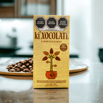 Barre de chocolat au lait 36%  avec nibs de cacao de Tabasco – ki xocolatl – 80 g