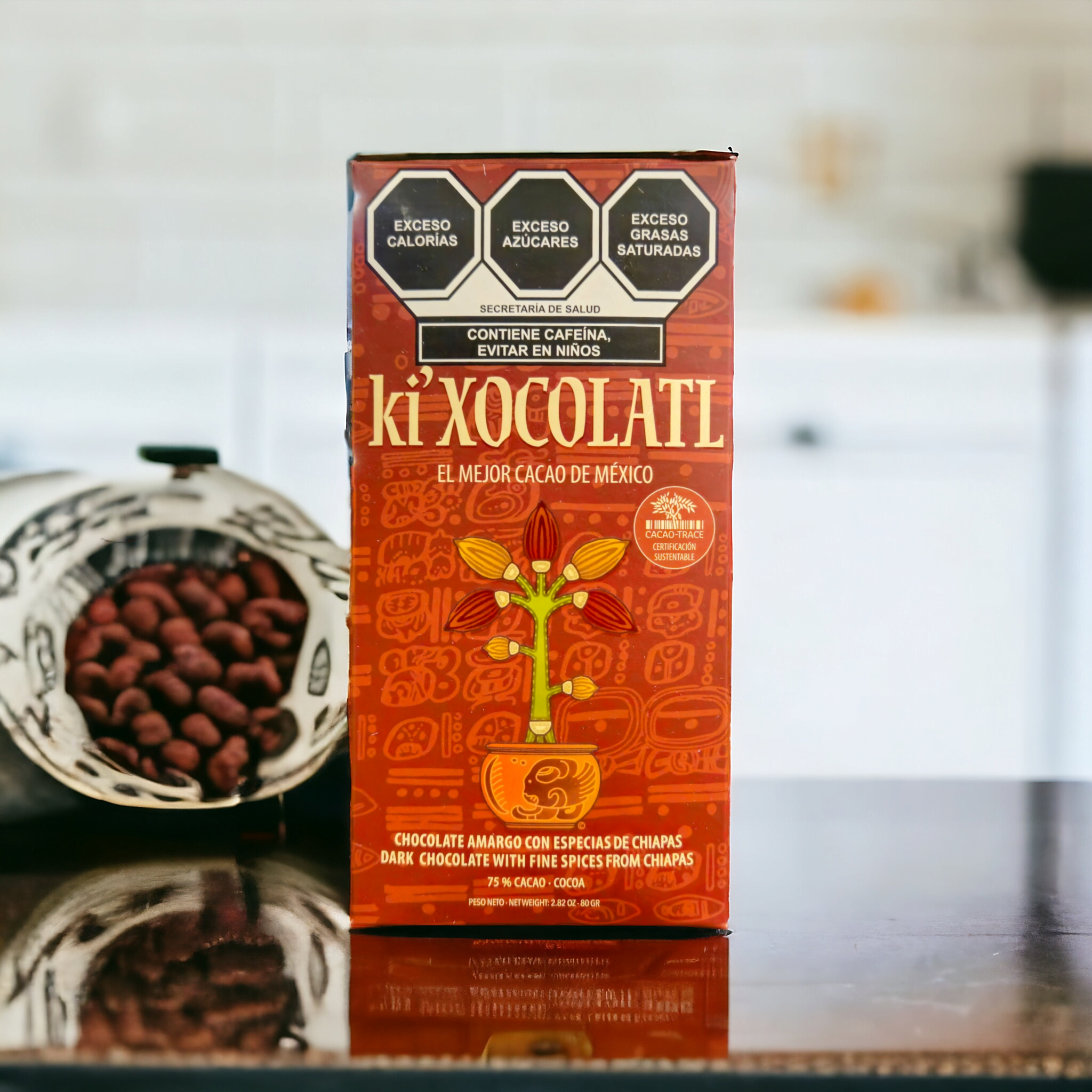 Barre de chocolat noir 75% aux épices de Chiapas – ki xocolatl – 80 g